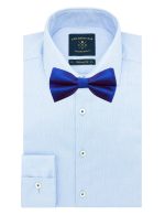 Blue Herringbone Woven Bowtie - 图片 2