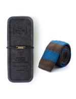 Blue and Brown Stripes Knitted Necktie - 图片 3