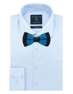Black and Blue Stripes Knitted Bowtie - 图片 2