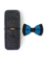 Black and Blue Stripes Knitted Bowtie - 图片 3