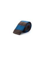 Blue and Brown Stripes Knitted Necktie - 图片 2