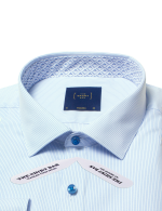 White with Blue Stripes Eco-ol Bamboo Stretch Modern Fit Shirt - 图片 2