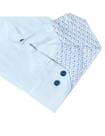 White with Blue Stripes Eco-ol Bamboo Stretch Modern Fit Shirt - 图片 3