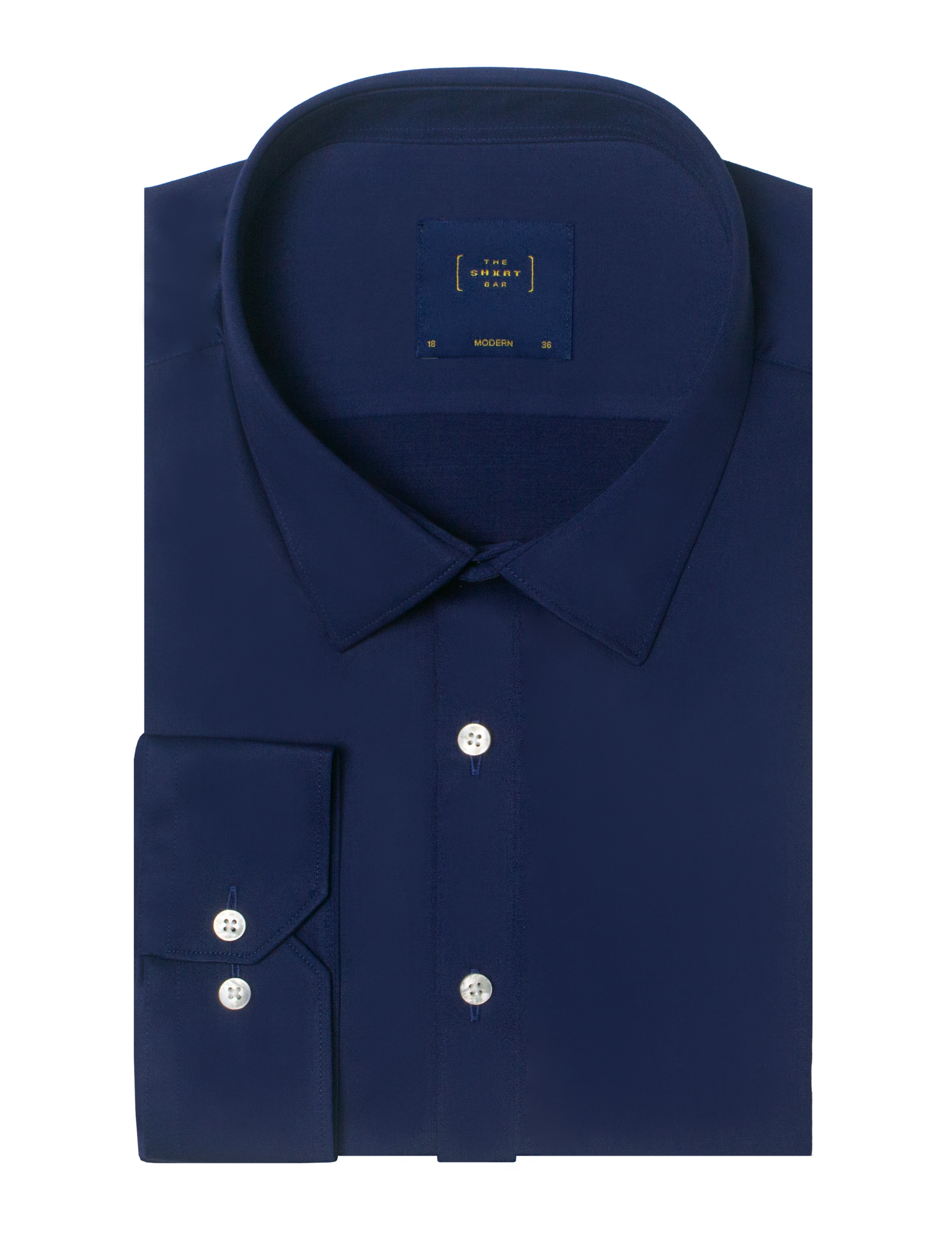 MF2AF11.39_1 Solid Navy Blue Eco-ol Bamboo Modern Fit Shirt - 图片 1