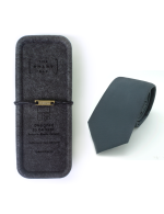 Solid Ash Black Spill Resist Woven Necktie - 图片 3