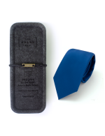 Solid Dark Blue Spill Resist Woven Necktie - 图片 3