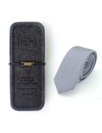 Solid Mid Grey Spill Resist Woven Necktie - 图片 3