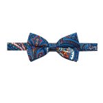 Navy Blue with Red and White Paisley Print Woven Bowtie