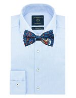 Navy Blue with Red and White Paisley Print Woven Bowtie - 图片 2