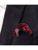 4-in-1 Red and Navy Blue Print Woven Pocket Square - 图片 2