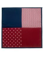 4-in-1 Red and Navy Blue Print Woven Pocket Square - 图片 3