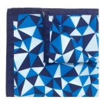 Navy Blue Geometric Print Woven Pocket Square
