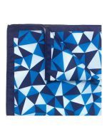 Navy Blue Geometric Print Woven Pocket Square