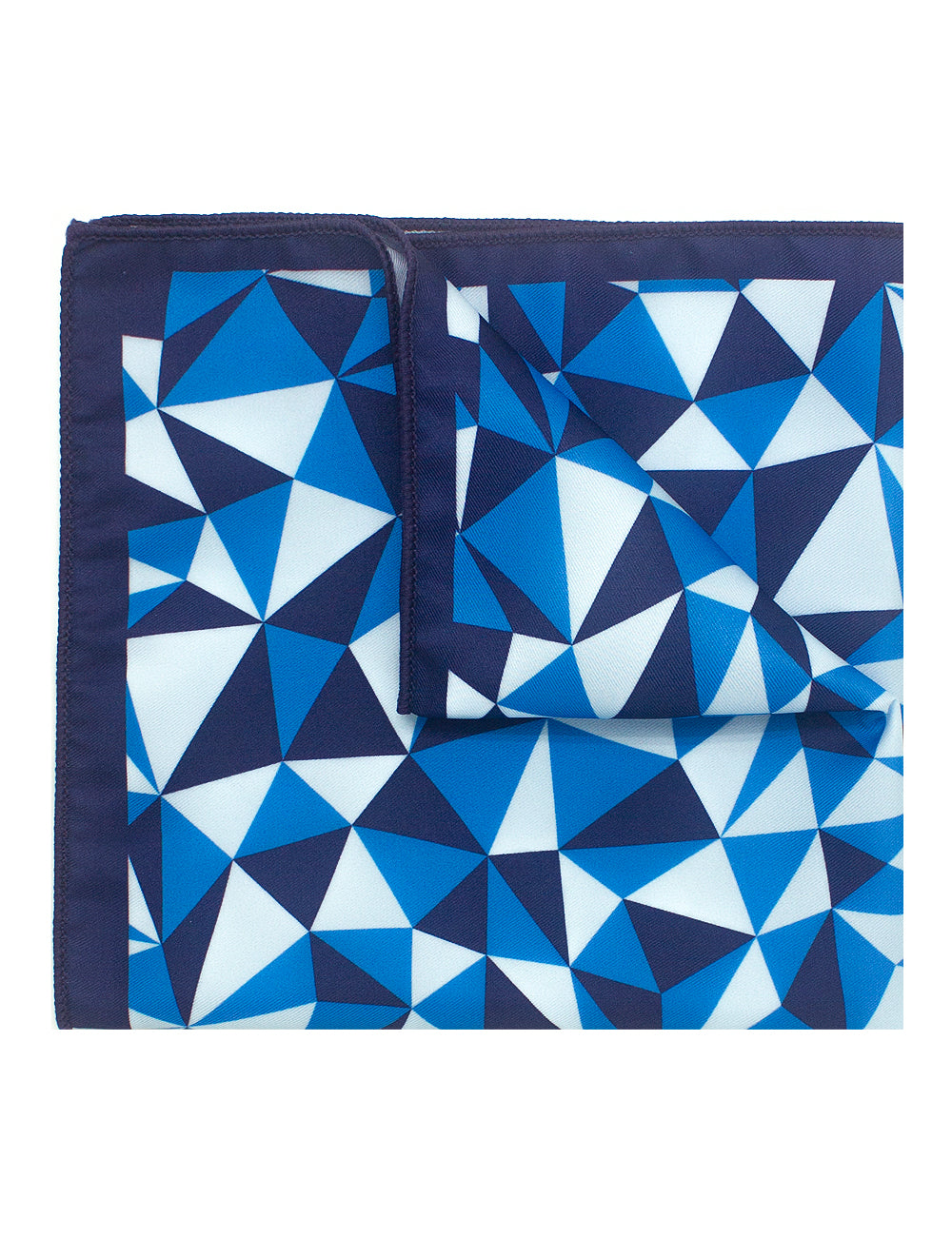 PSQ10.15_1_e5f74aac-2564-4d20-a39e-063f66059723 Navy Blue Geometric Print Woven Pocket Square - 图片 1