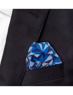 Navy Blue Geometric Print Woven Pocket Square - 图片 2
