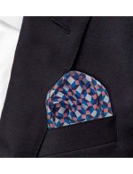 Navy Blue and Pink Geometric Print Woven Pocket Square - 图片 2