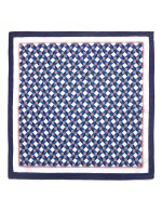Navy Blue and Pink Geometric Print Woven Pocket Square - 图片 3