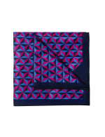 Navy Blue and Pink Print Pocket Square
