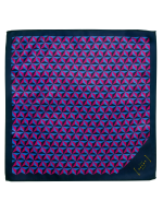 Navy Blue and Pink Print Pocket Square - 图片 3