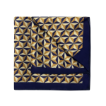 Navy Blue and Brown Print Pocket Square