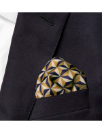 Navy Blue and Brown Print Pocket Square - 图片 2