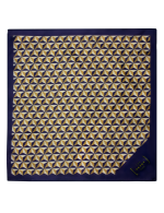 Navy Blue and Brown Print Pocket Square - 图片 3