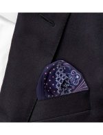 4-in-1 Navy Blue and Pink Print Woven Pocket Square - 图片 2