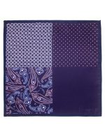 4-in-1 Navy Blue and Pink Print Woven Pocket Square - 图片 3