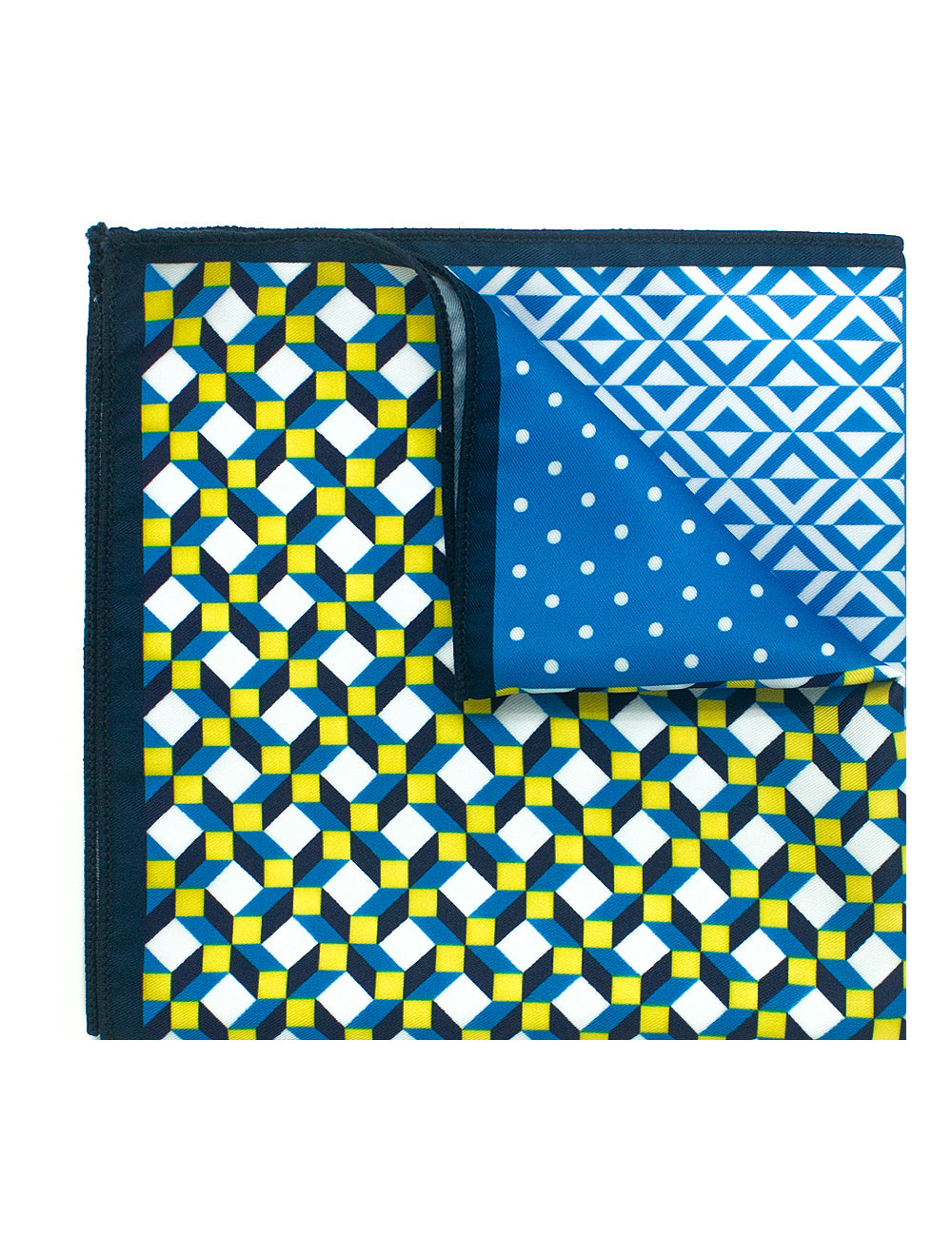 PSQ6.15_1 4-in-1 Sky Blue Print Woven Pocket Square - 图片 1