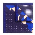4-in-1 Navy Blue Print Woven Pocket Square