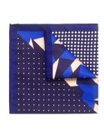 4-in-1 Navy Blue Print Woven Pocket Square
