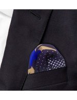 4-in-1 Navy Blue Print Woven Pocket Square - 图片 2