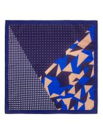 4-in-1 Navy Blue Print Woven Pocket Square - 图片 3