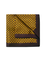 Brown THE SHIRT BAR Logo Print Pocket Square