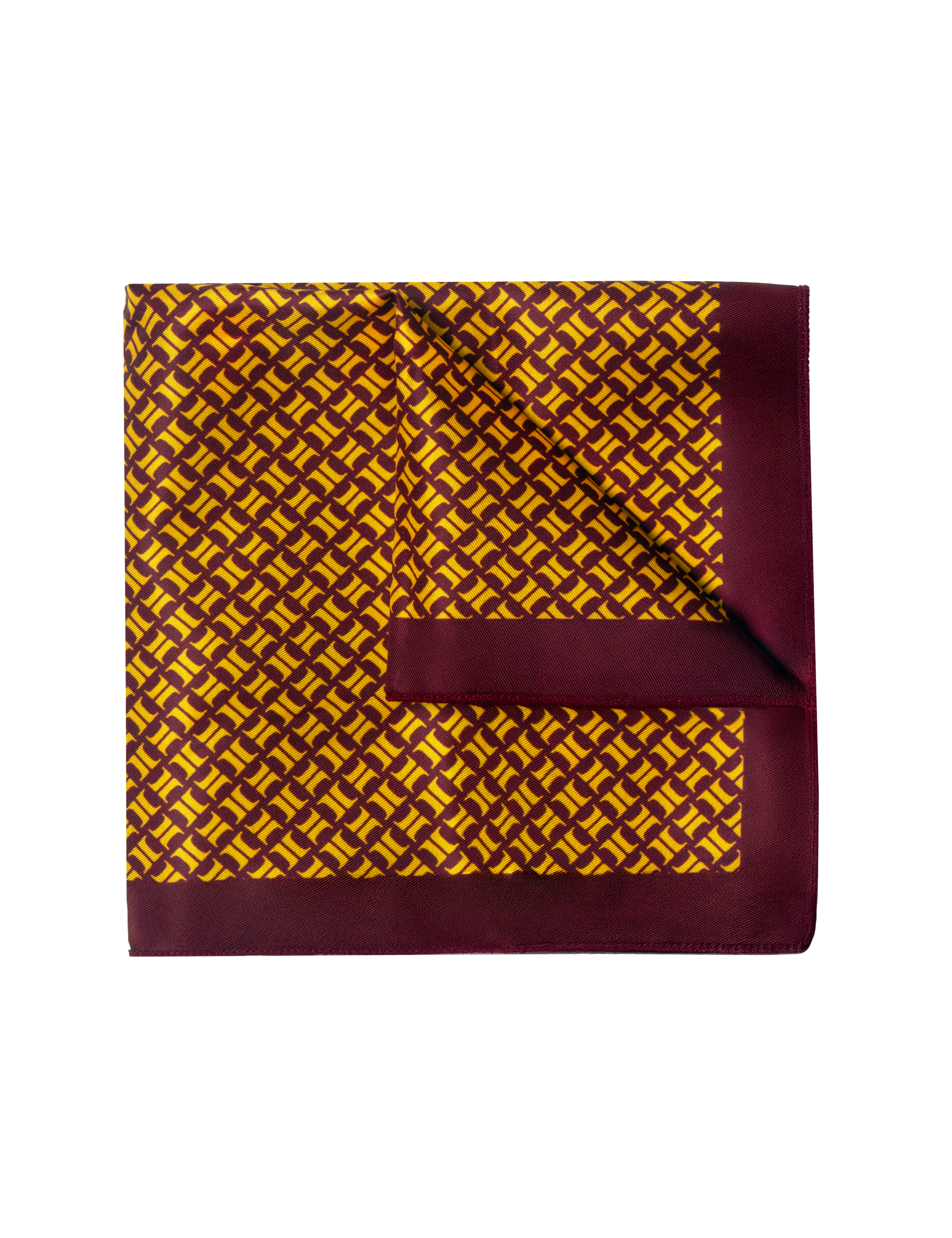 PSQ9.17_1 Maroon THE SHIRT BAR Logo Print Pocket Square - 图片 1