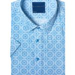 Blue Peranakan Print Relaxed Fit Short Sleeve Shirt