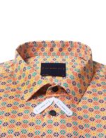 Orange Peranakan Print Silky Finish Relaxed Fit Short Sleeve Shirt - 图片 2