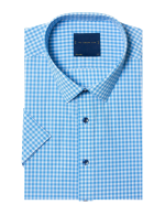 Blue Check Short Sleeve Relaxed Fit Shirt