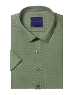 White Small Dots Grid Print Eco-ol Bamboo Relaxed Fit Short Sleeve Shirt