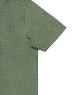 White Small Dots Grid Print Eco-ol Bamboo Relaxed Fit Short Sleeve Shirt - 图片 3