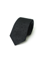 Black Floral Spill Resist Woven Reversible Necktie - 图片 2