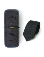 Black Floral Spill Resist Woven Reversible Necktie - 图片 3