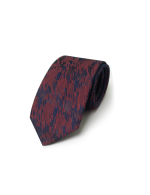 Orange and Navy Blue Spill Resist Reversible Woven Necktie - 图片 2