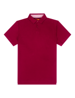 Red Pima Cotton Button Down Collar Polo T-Shirt