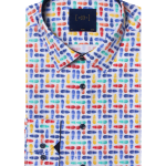 White with Multi-Colour Pineapple Print Silky Finish Slim Fit Shirt