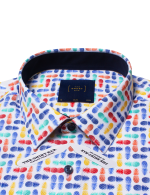 White with Multi-Colour Pineapple Print Silky Finish Slim Fit Shirt - 图片 2
