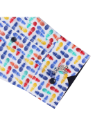 White with Multi-Colour Pineapple Print Silky Finish Slim Fit Shirt - 图片 3