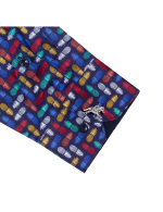 Navy Blue with Multi-Colour Pineapple Print Silky Finish Slim Fit Shirt - 图片 3