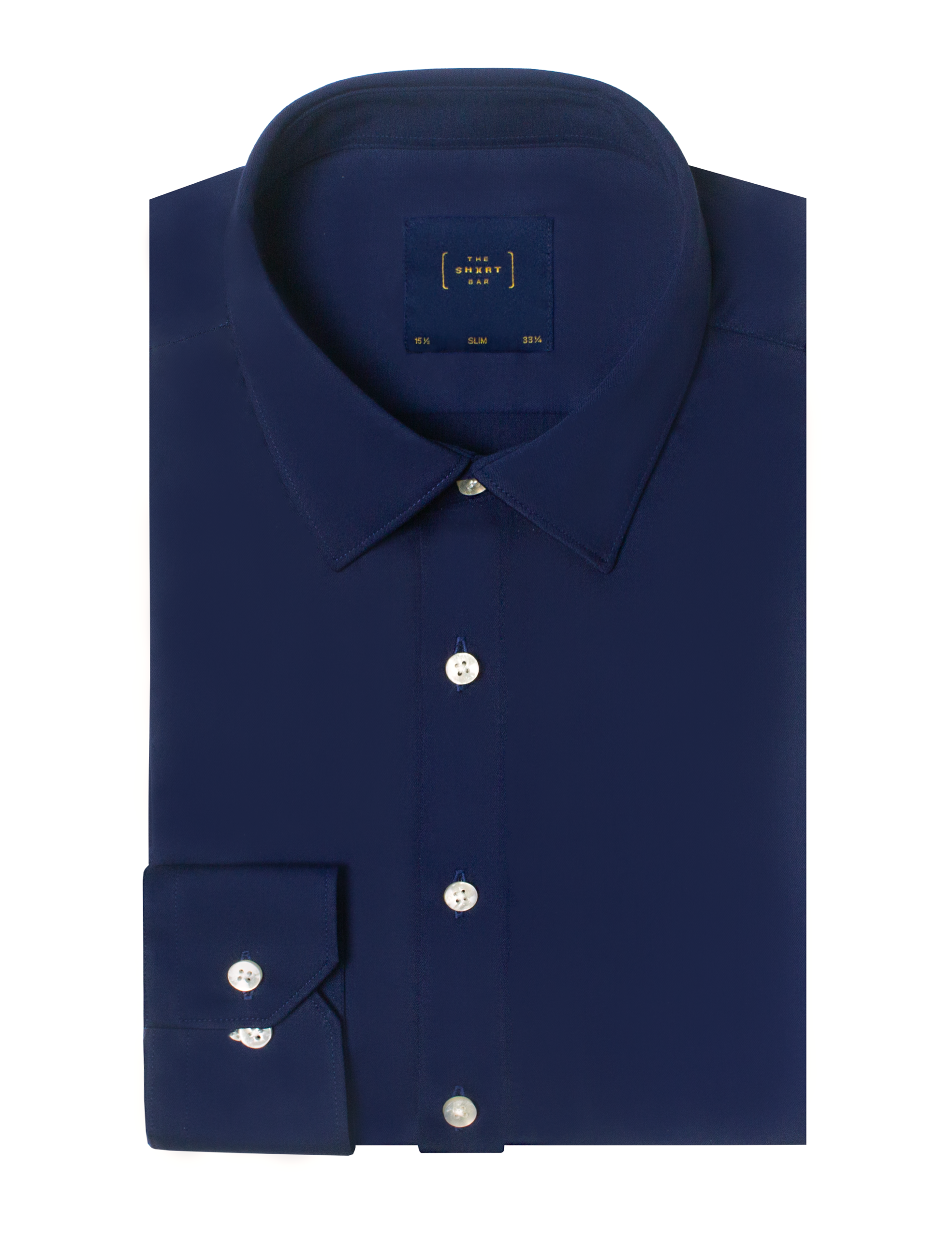 SF2AF4.39_1 Solid Navy Blue Eco-ol Bamboo Slim Fit Shirt - 图片 1