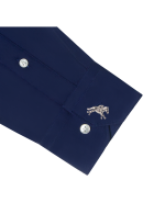 Solid Navy Blue Eco-ol Bamboo Slim Fit Shirt - 图片 3